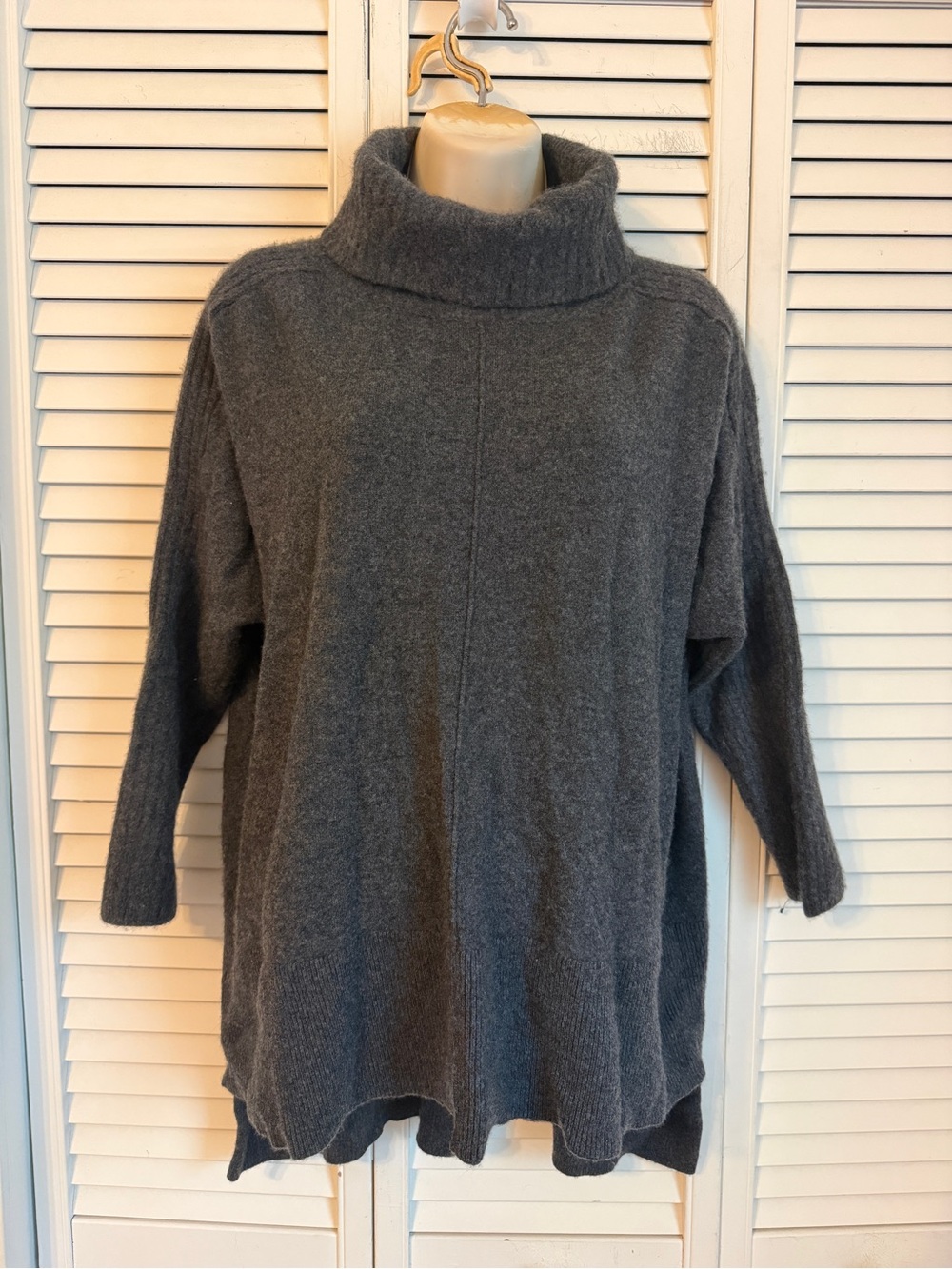 Vintage PLY Womens Cashmere Turtleneck Tunic Large Thick Knit Ribbed Slouchy